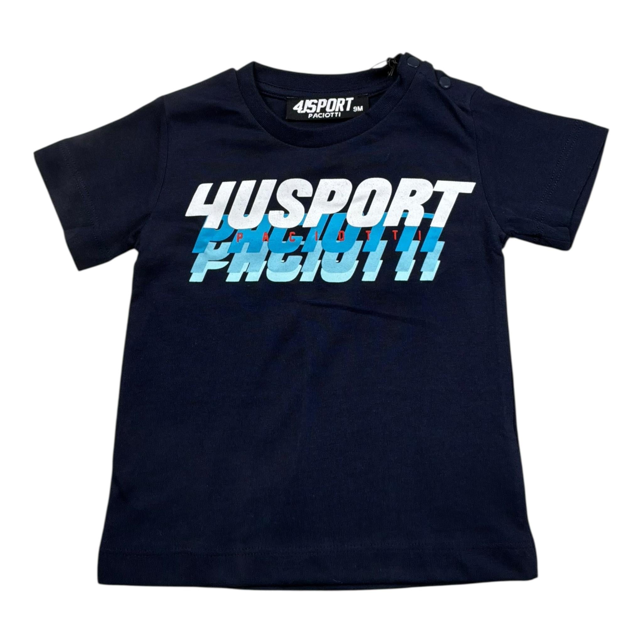 Cesare Paciotti T-Shirt Gitocollo Tinta Unita con Stampa per Neonato TSP0104N BLU CESARE PACIOTTI 