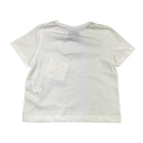 Simonetta Solid Color Crew Neck T-Shirt With White Applique For Baby Girl