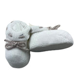 Baby Lord Plain Color Booties With White Contrast Bow For Newborn