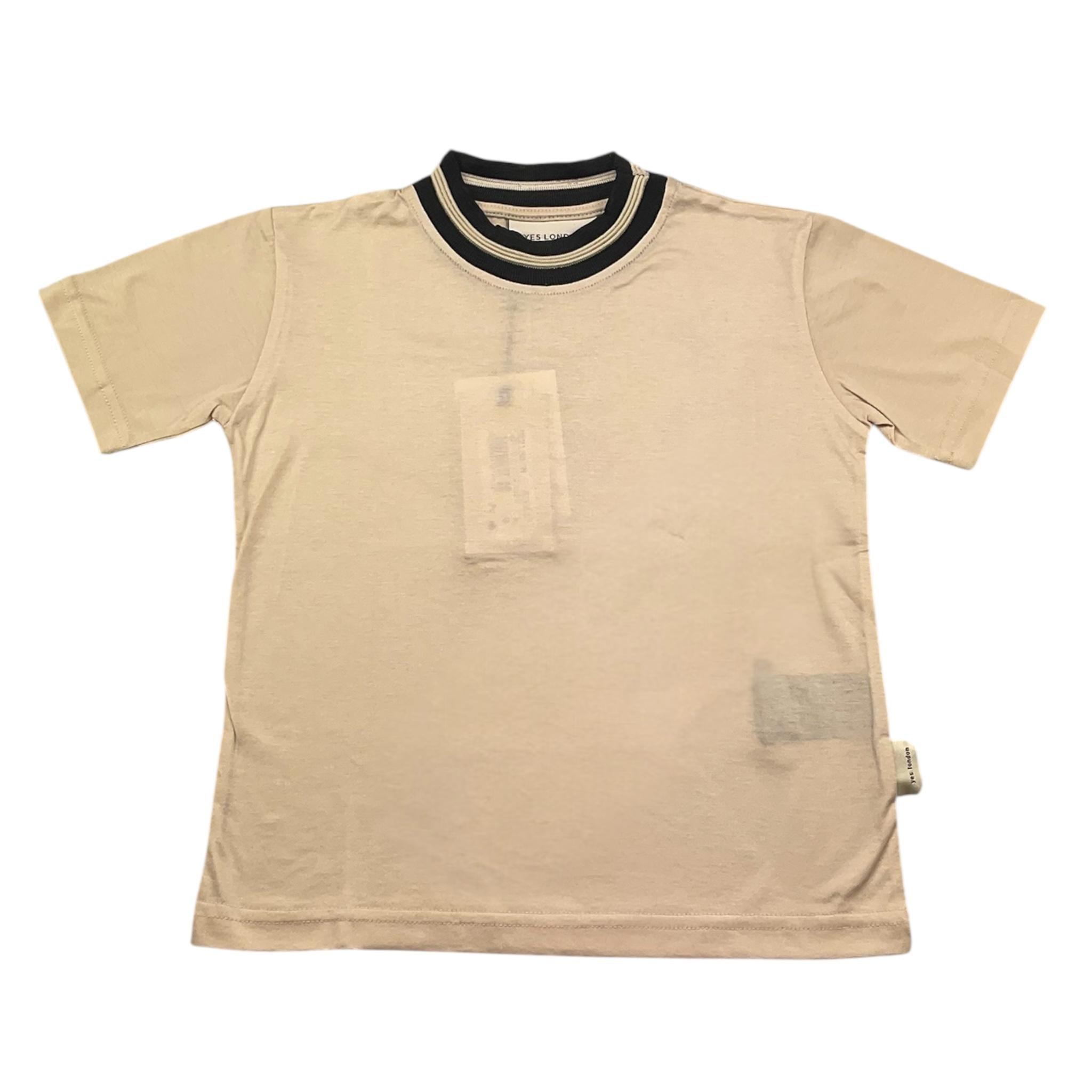 Yes London T-Shirt Girocollo Tinta Unita con Logo per Bambino JR2130 BEIGE YES LONDON 