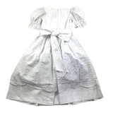 Little Ludo Solid Color Perforated Half Sleeve White Dress For Girls
