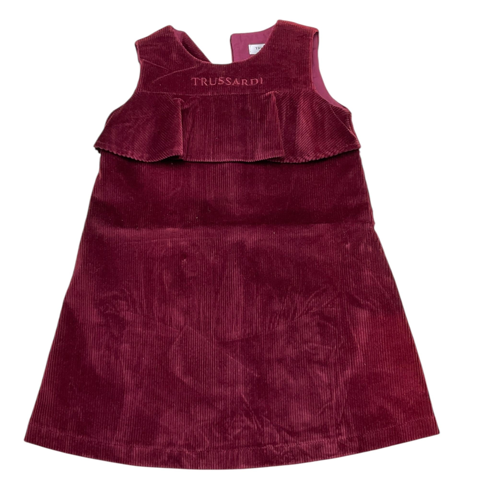 TRUSSARDI abito giromanica tinta unita in camoscio Bordeaux per Bambina TGA25124VE BORDEAUX TRUSSARDI 
