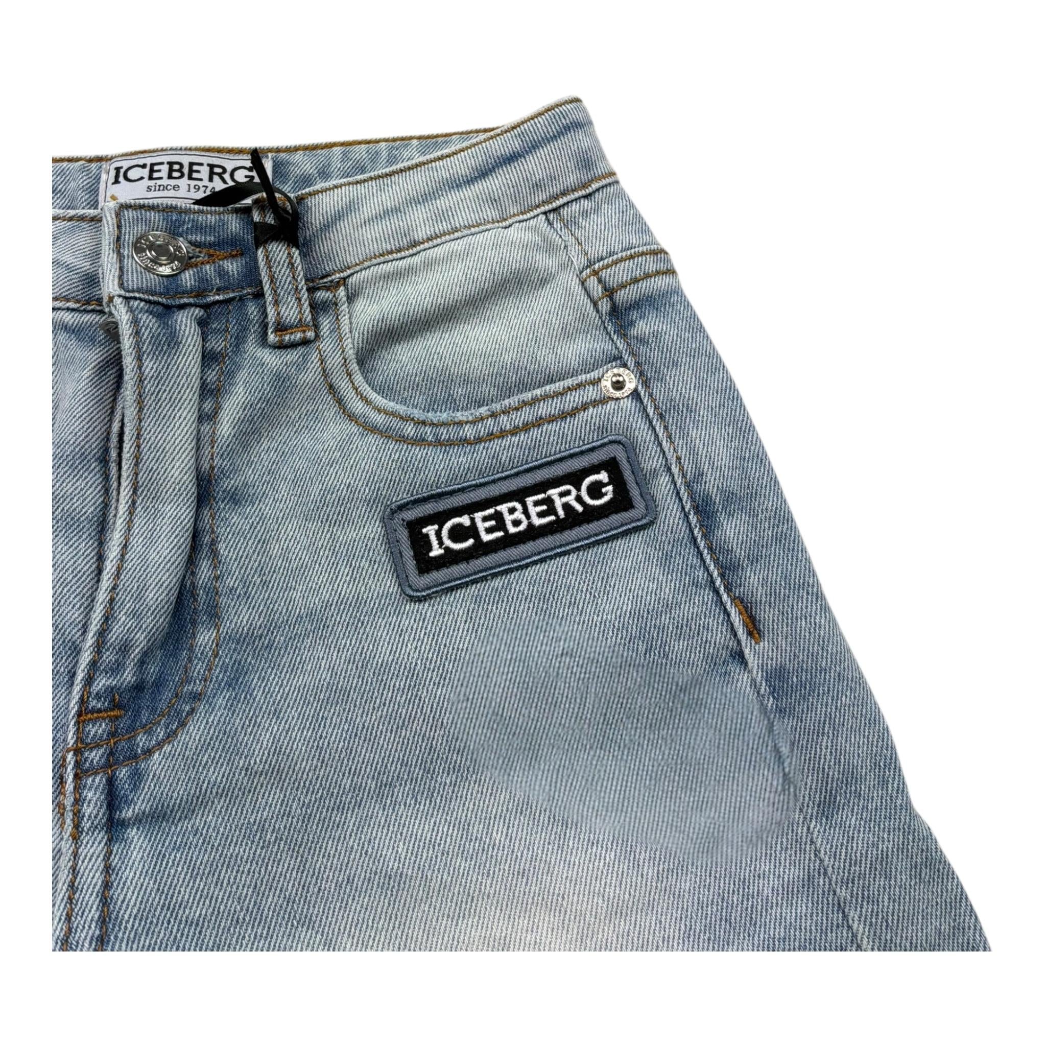 Iceberg Bermuda In Denim Tinta Unita con Girovita Regolabile per Bambino BMICE5100BX AZZURRO ICEBERG 