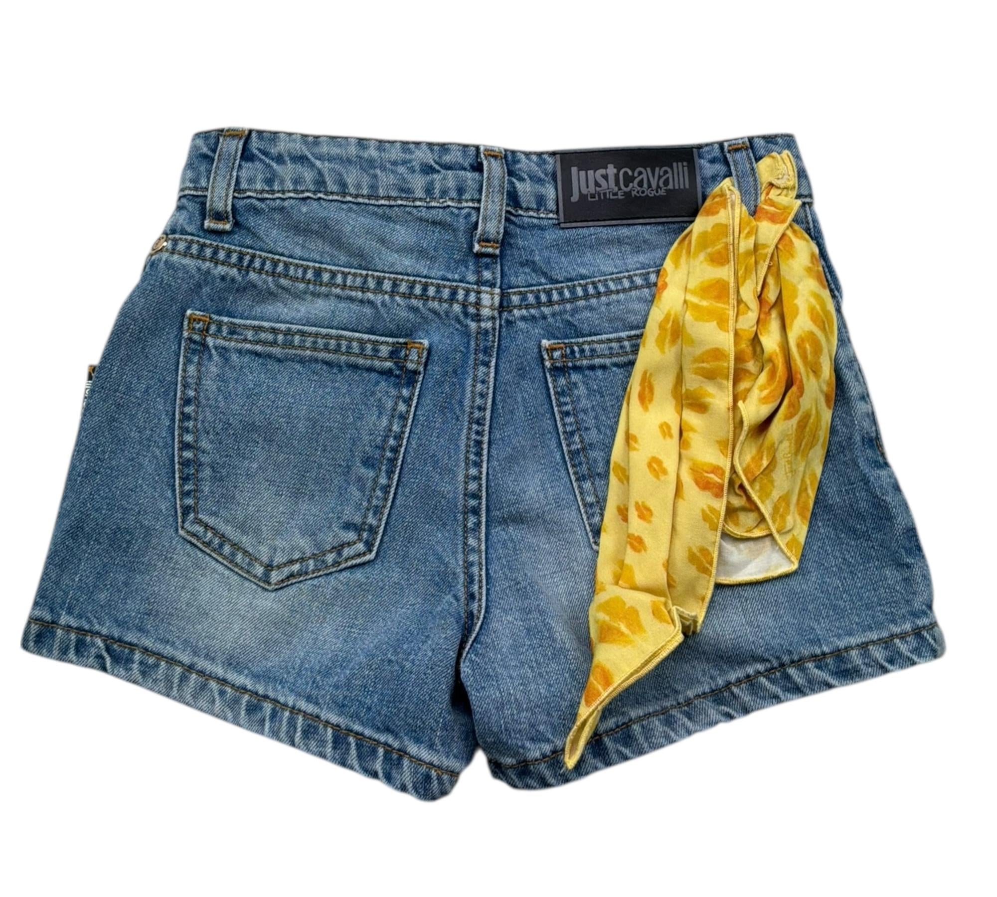 Just Cavalli Short In Denim Tinta Unita con Foulard per Bambina JGP26160SH BLU JUST CAVALLI 