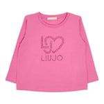 LIU JO shirt girocollo tinta unita con stampa Rosa per Neonata KF4029N ROSA LIU JO 