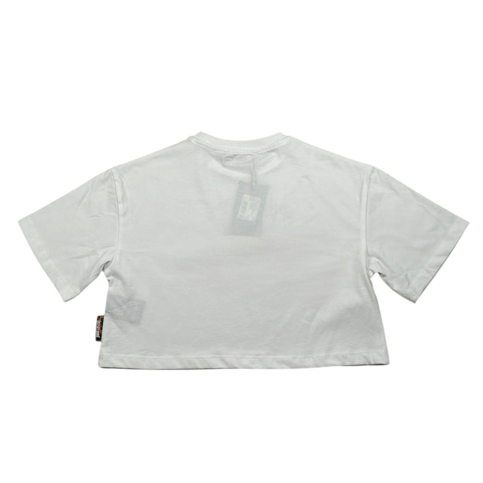 Just Cavalli T-Shirt Girocollo Tinta Unita con Brillantini per Bambina JGP26031TS BIANCO JUST CAVALLI 