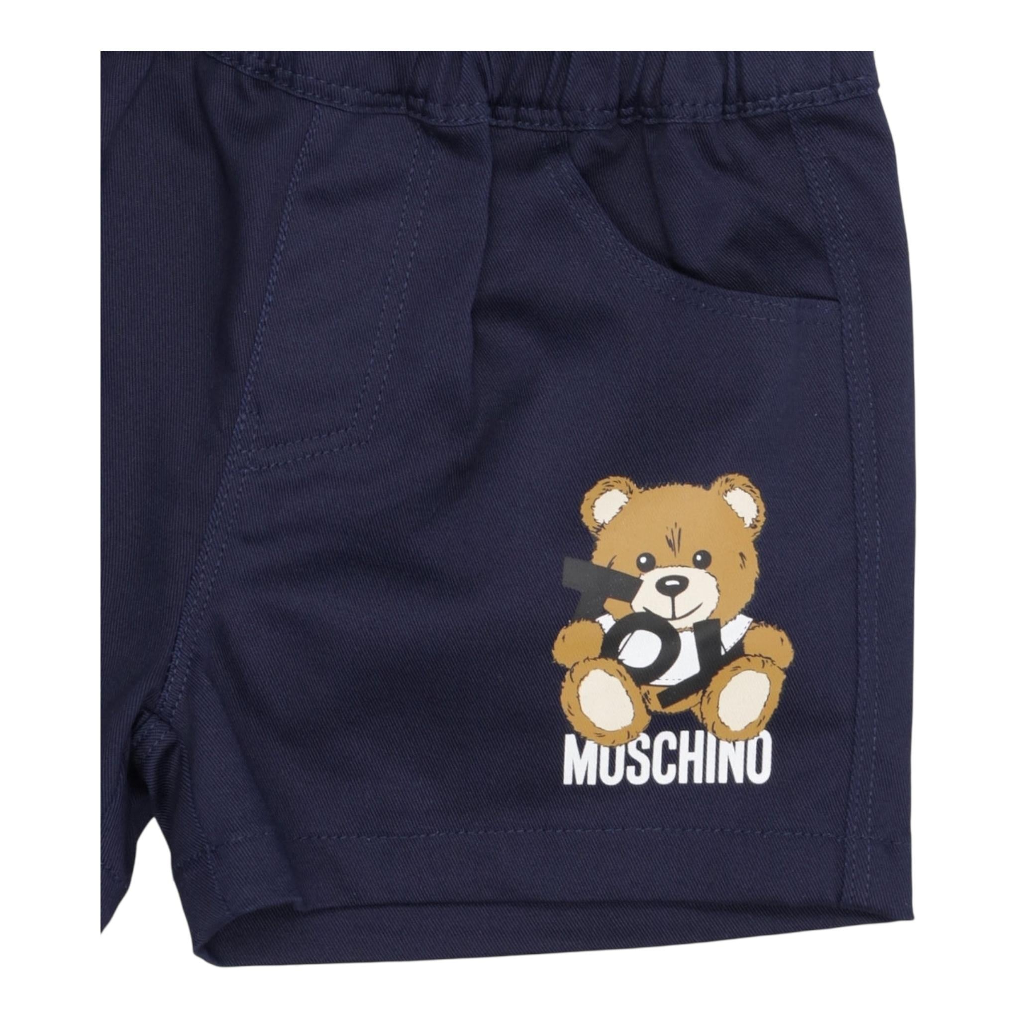 Moschino Bermuda Tinta Unita con Elastico In Vita per Neonato NUQ018 BLU MOSCHINO 