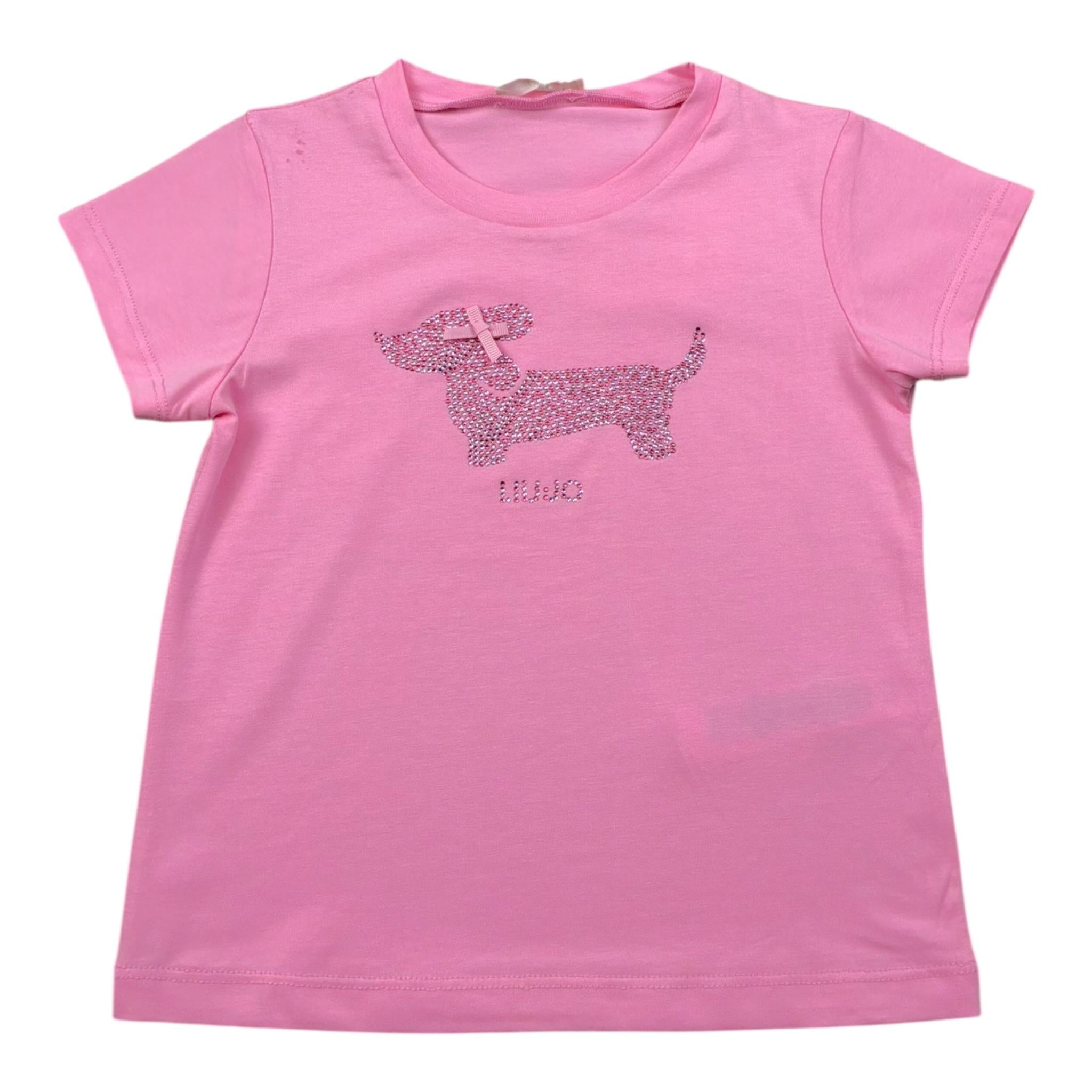 Liu Jo T-Shirt Girocollo tinta unita con Brillantini Rosa per Neonata KA5021XXX ROSA LIU JO 