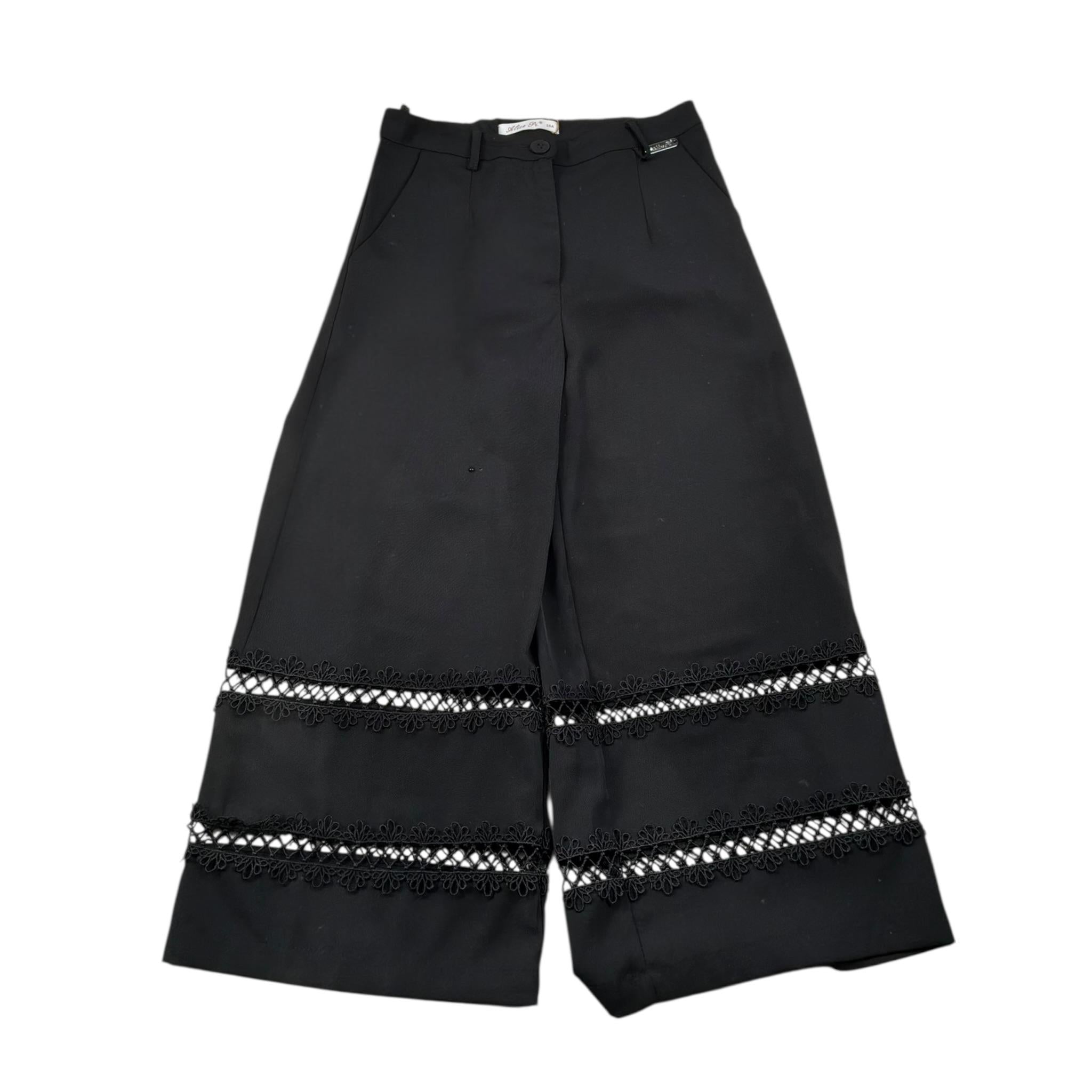 Alice Pi Pantalone Tinta Unita Modello A Palazzo per Bambina 2417 NERO ALICE PI 