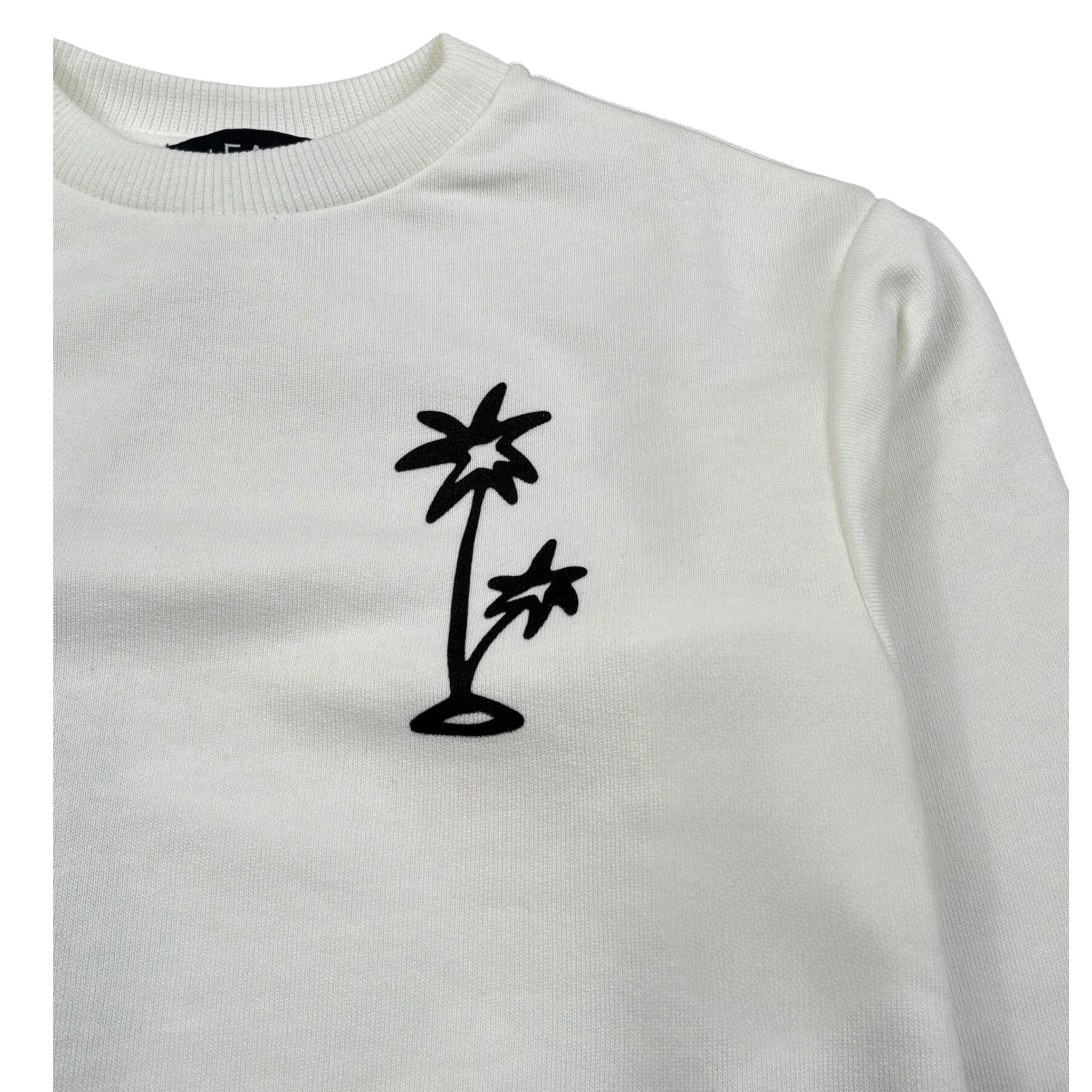 Please Felpa Chiusa Girocollo Tinta Nita con Logo Bianco per Bambino LB19040B72 BIANCO PLEASE 