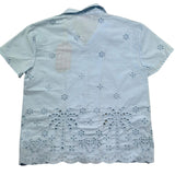 Saint Barth Camicia Mezza Manica Tinta Unita In Pizzo Sangallo per Bambina EVERLEE AZZURRO SAINT BARTH 