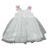 Aletta Abito Giromanica Tinta Unita con Tulle E Babbucce per Neonata HP22225 BIANCO ALETTA 