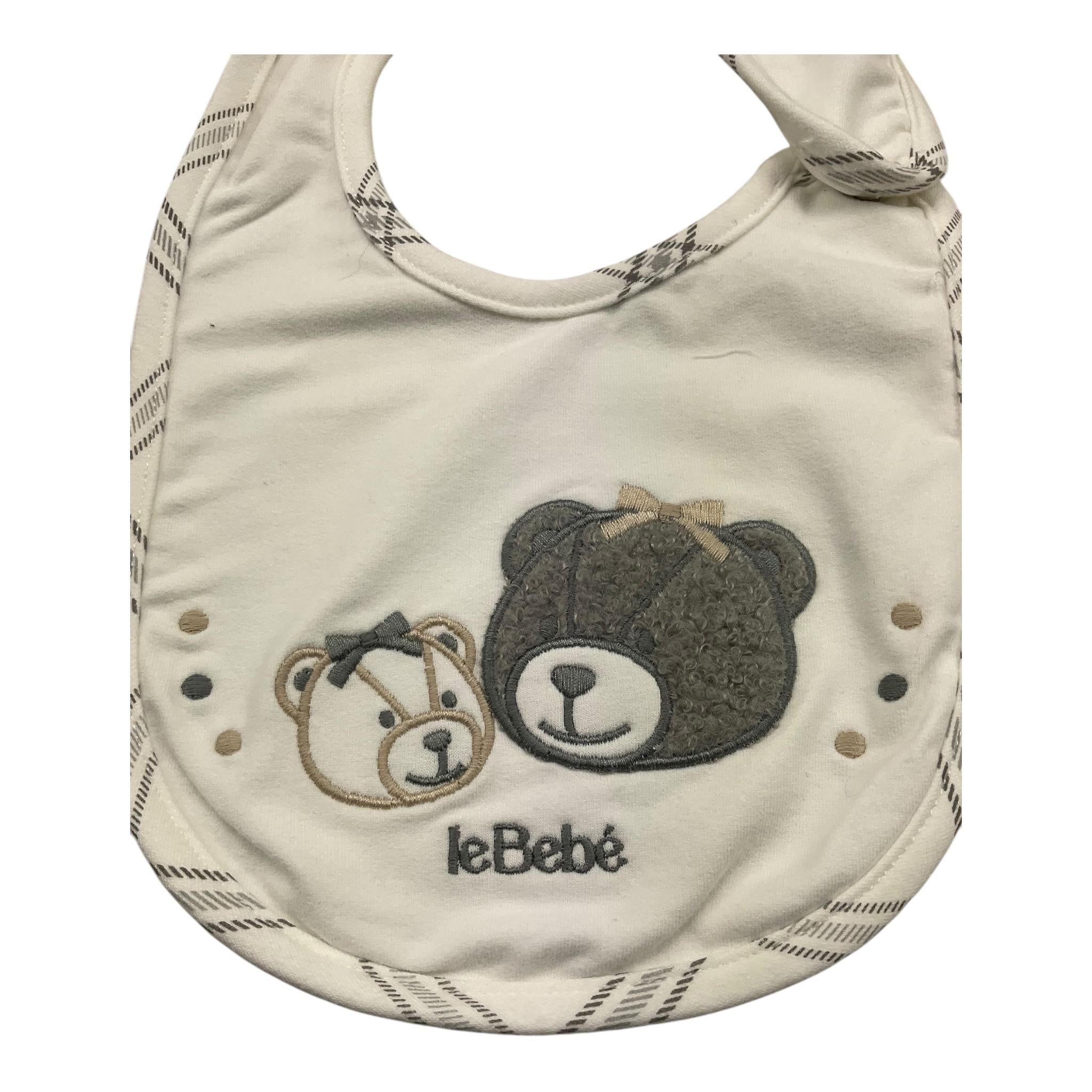LE BEBE' bavetta tinta unita con stampe orsi Bianco per Neonato LBG5968 BIANCO LE BEBE' 