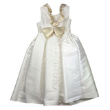La Stupenderia Ceremonial Dress Solid Color Armhole With Ruffle Applique In Contrast White For Girls