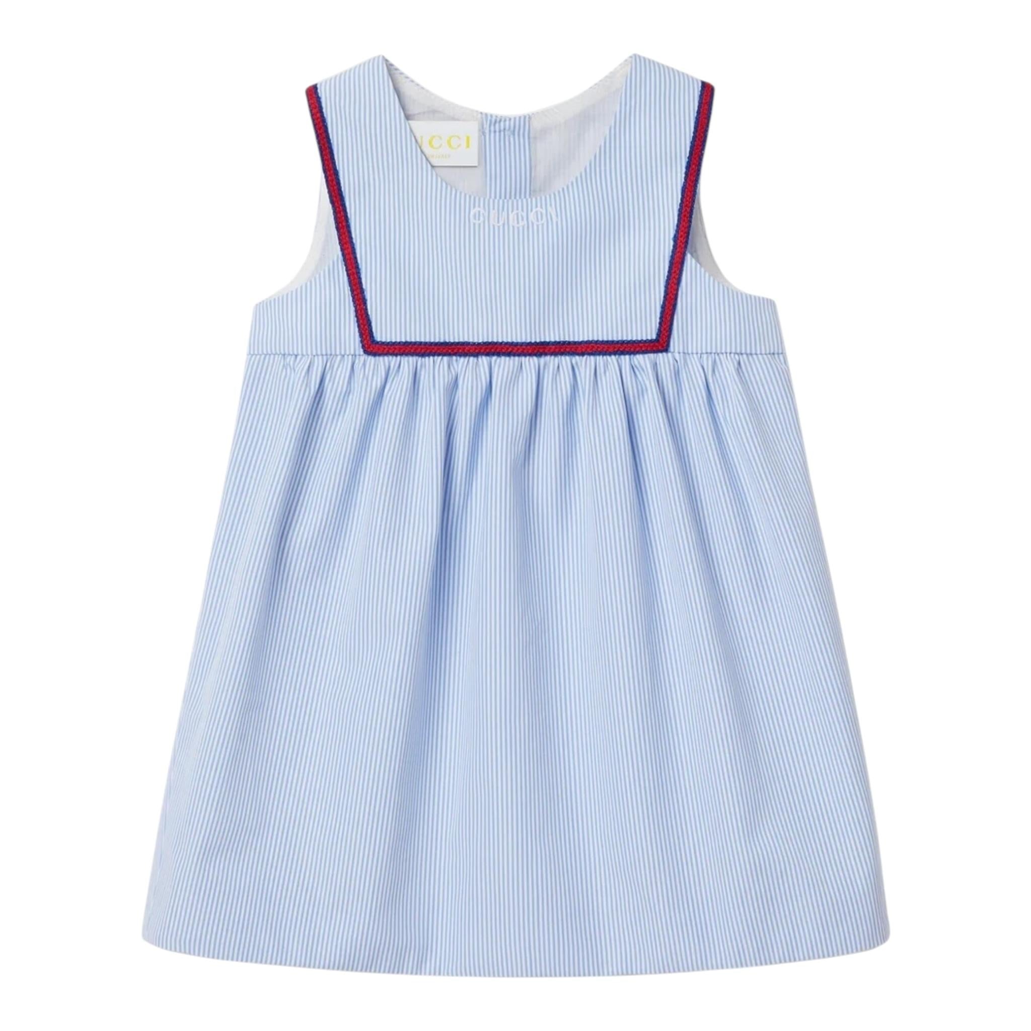 Gucci Abito Giromanica Fantasia A Righe per Neonata 813539 BIANCO/AZZURRO GUCCI 