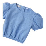 Sarabanda Top Traforato Mezza Manica Tinta Unita per Neonata 0B257N AZZURRO SARABANDA 
