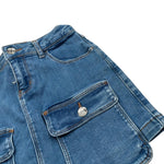 Liu Jo Gonna In Denim tinta unita con Girovita Regolabile Blu per Bambina GA5141 BLU LIU JO 