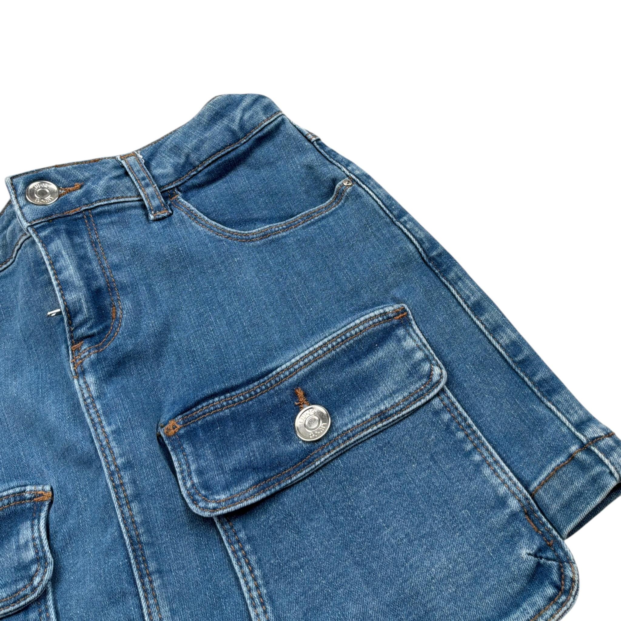 Liu Jo Gonna In Denim tinta unita con Girovita Regolabile Blu per Bambina GA5141 BLU LIU JO 