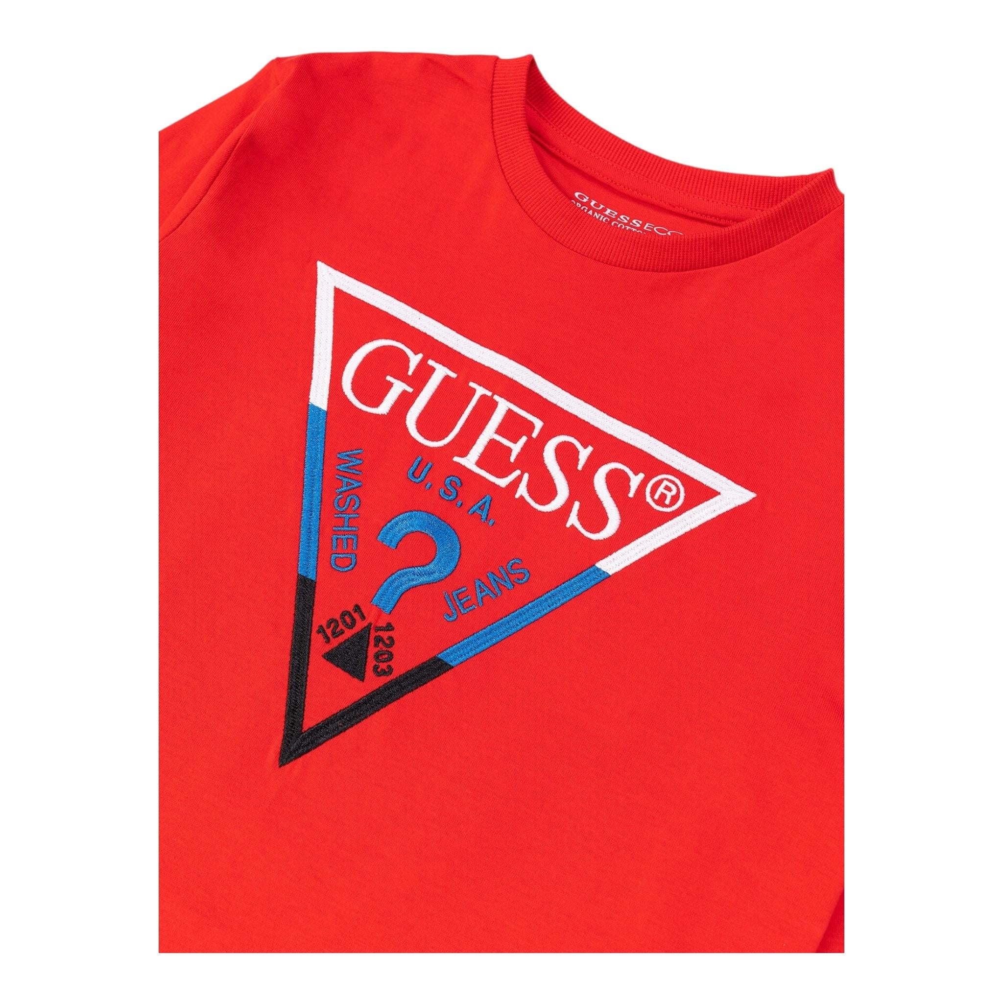 GUESS shirt girocollo tinta unita ocn logo Rosso per Neonato N4YI36K8HM4 ROSSO GUESS 