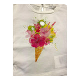 M+E' Solid Color Crew Neck T-Shirt With Contrast Print White for Baby Girls