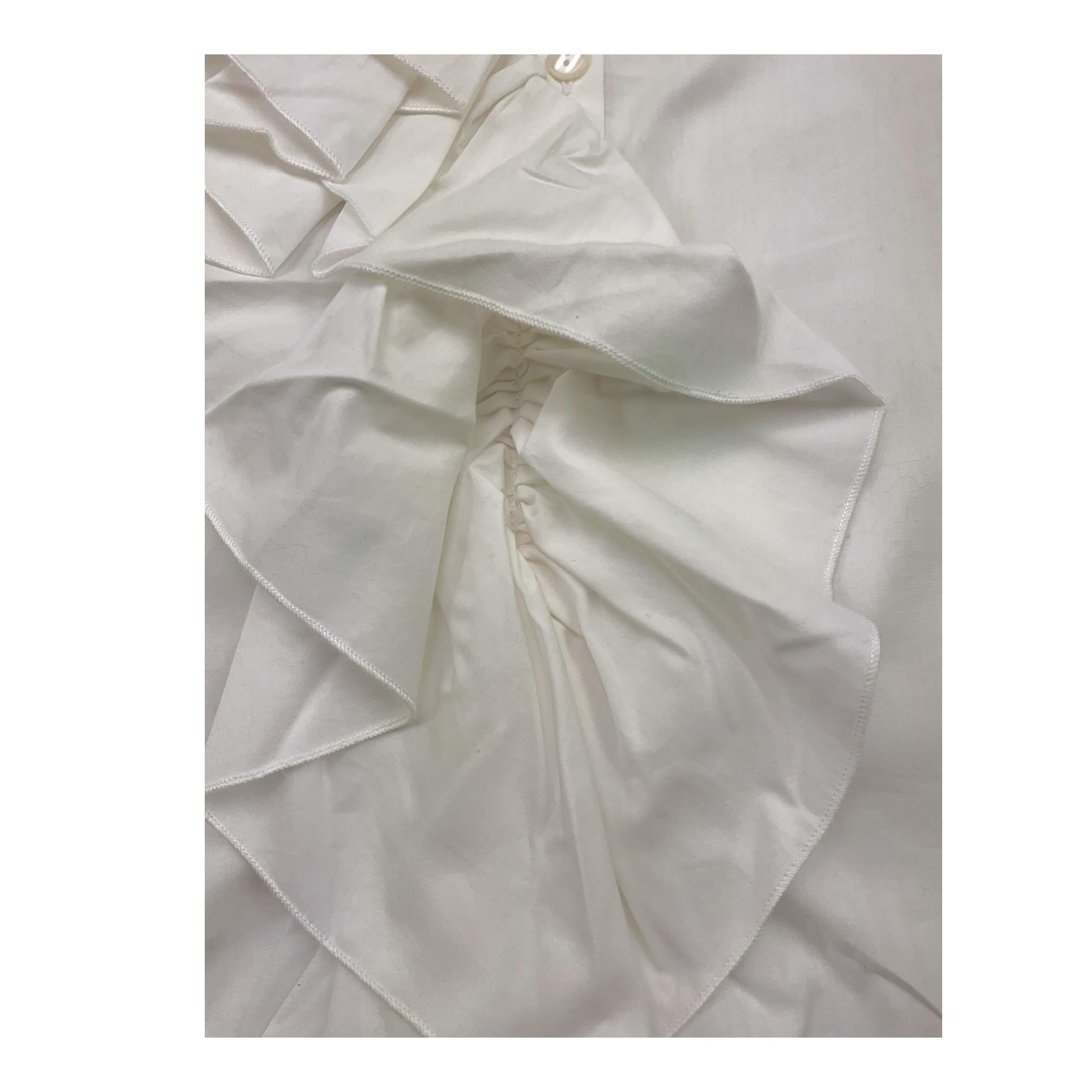 @MADILLY camicia tinta unita manica lunga con balze Bianco per Bambina 01884 BIANCO @MADILLY 