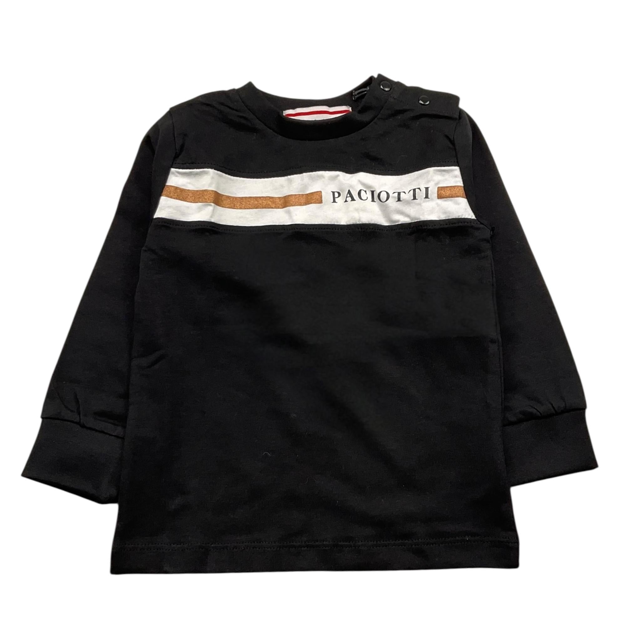 CESARE PACIOTTI shirt girocollo tinta unita con stampa Nero per Bambino TSP5310BX NERO CESARE PACIOTTI 