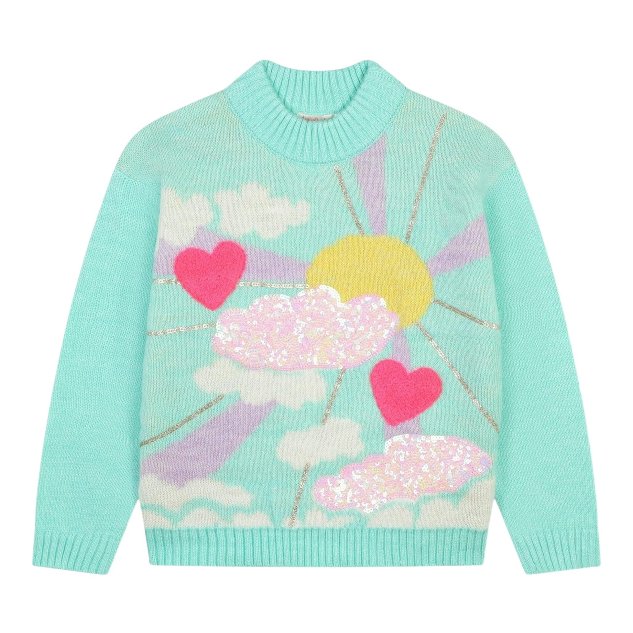 BillIEBLUSH maglia girocollo tinta unita con paillettes Verde acqua per Neonata U20461X VERDE ACQUA BillIEBLUSH 