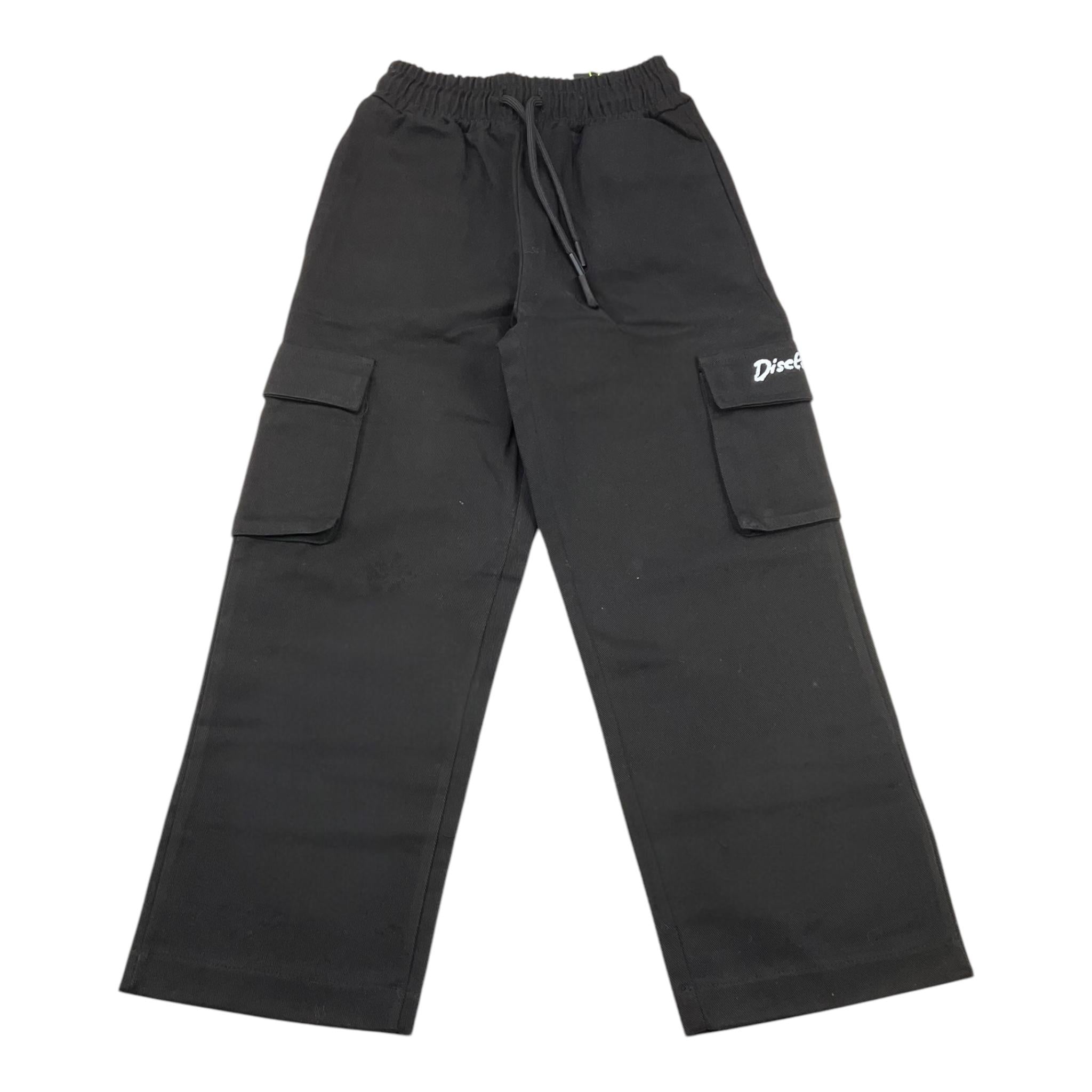 DISCLAIMER pantalone tinta unita con elastico in vita modello a palazzo Nero per Bambina 24IDK58303 NERO DISCLAIMER 