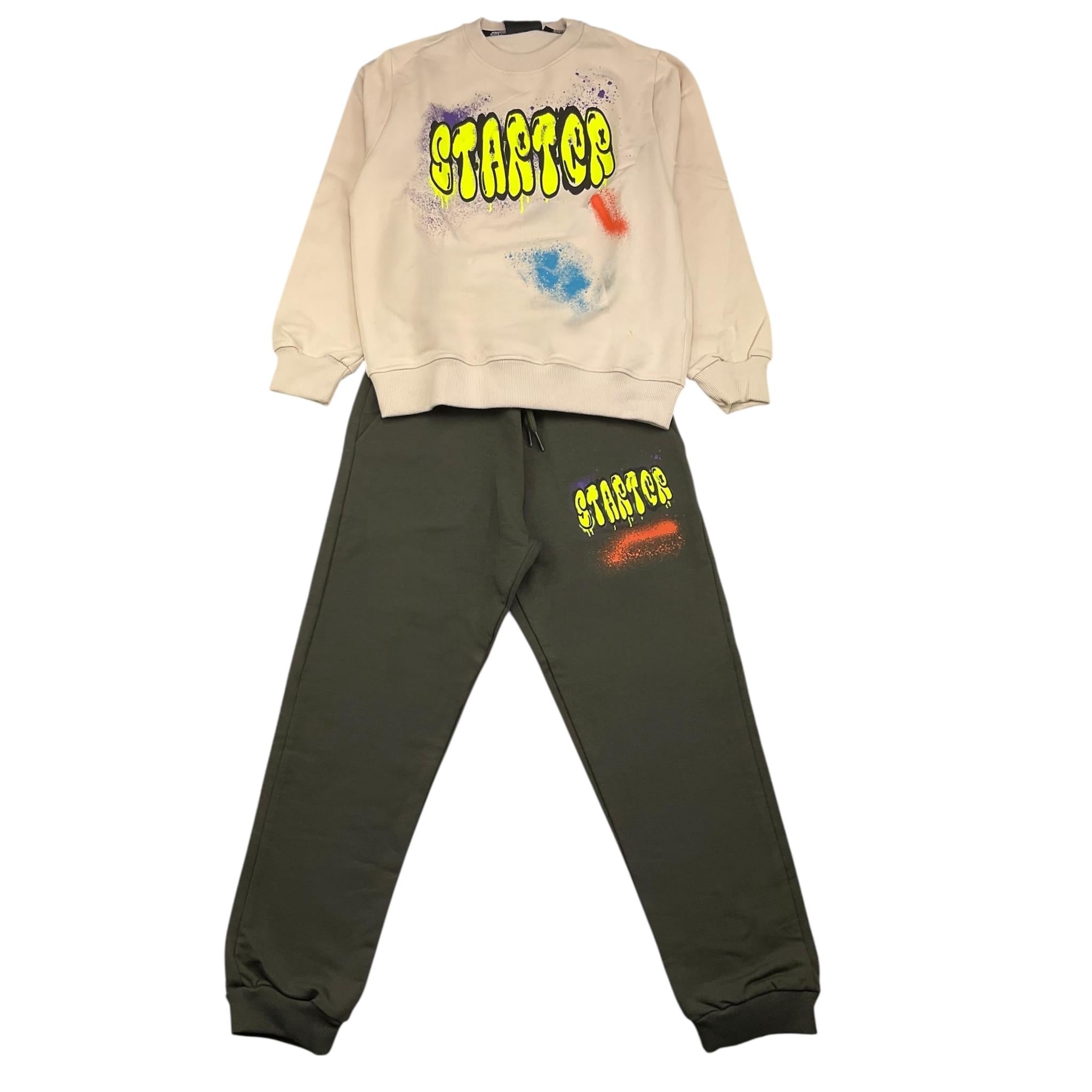 STARTER complet 2 pezzi felpa-pantalone Beige/verde per Bambino 145BBST BEIGE/VERDE STARTER 