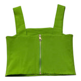 Janice Solid Color Green Strap Top For Girls