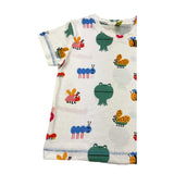 Losan Crew Neck Solid Color T-Shirt with Contrast Prints White for Newborns