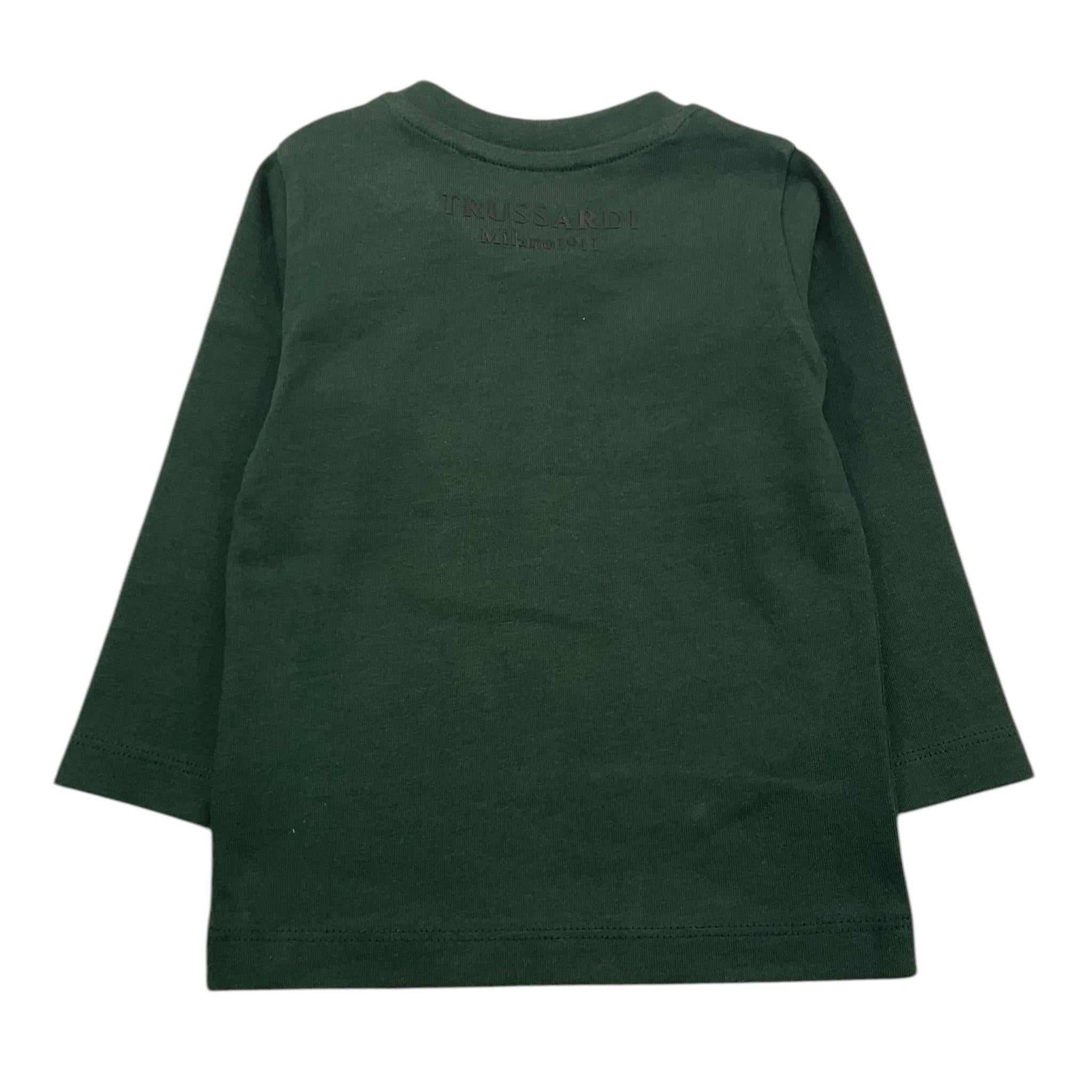 TRUSSARDI shirt girocollo tinta unita con stampa in contrasto Verde per Neonato TIA25140TS VERDE TRUSSARDI 