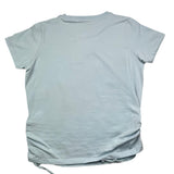 Hinnominate Solid Color Crew Neck Lace Up T-Shirt Light Blue For Girls