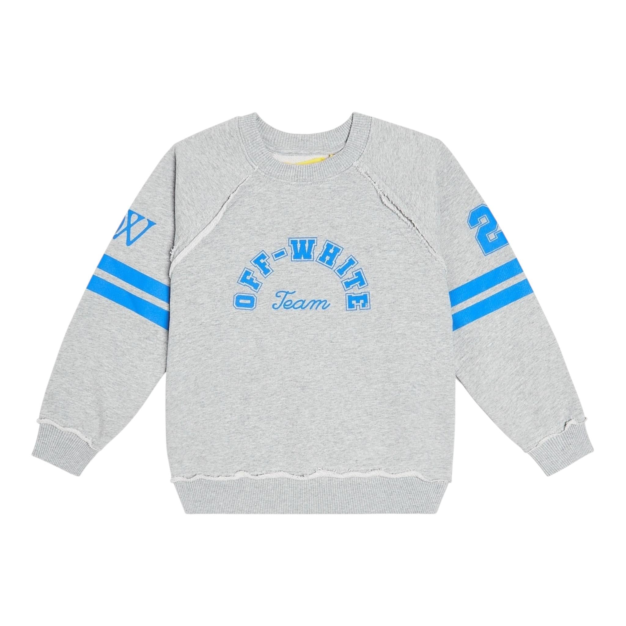 Off-White Felpa Girocollo Tinta Unita con Stampa per Bambina OBBA006S24 GRIGIO OFF-WHITE 