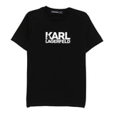 Karl Lagerfeld T-Shirt Girocollo Tinta Unita con Logo per Bambino Z30435 NERO KARL LAGERFELD 