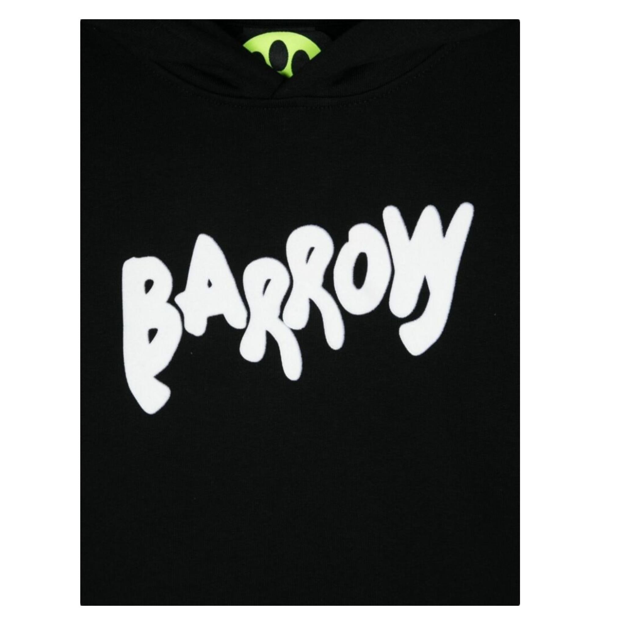 BARROW KIDS felpa chiusa con cappuccio tinta unita con logo Nero per Bambino F4BKJUHS052 NERO BARROW KIDS 
