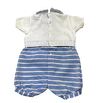 La Sartoria Dei Piccoli Pagliaccetto Bicolore con Stampa per Neonato LP004 BIANC/BLU LA SARTORIA DEI PICCOLI 