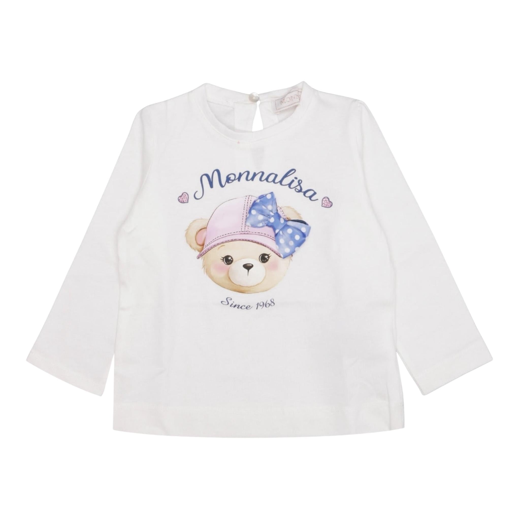 Monnalisa Shirt Girocollo Tinta Unita con Stampa per Neonata 39D612 BIANCO MONNALISA 