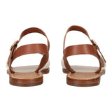 Chloe' Brown Buckle Logo Solid Color Sandal For Girls