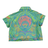 Versace Solid Color Half Sleeve Shirt With Green Pattern For Baby Girl