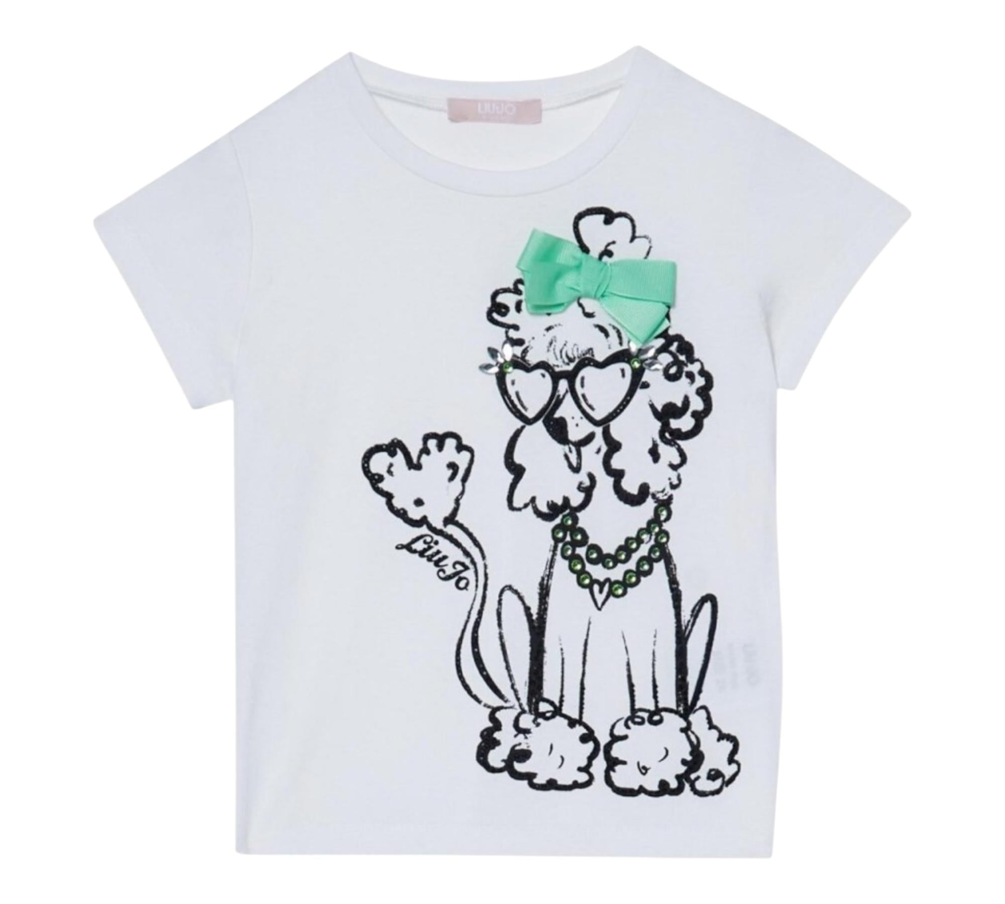 Liu Jo T-Shirt Girocollo Tinta Unita con Stampe per Neonata KA5082 BIANCO LIU JO 