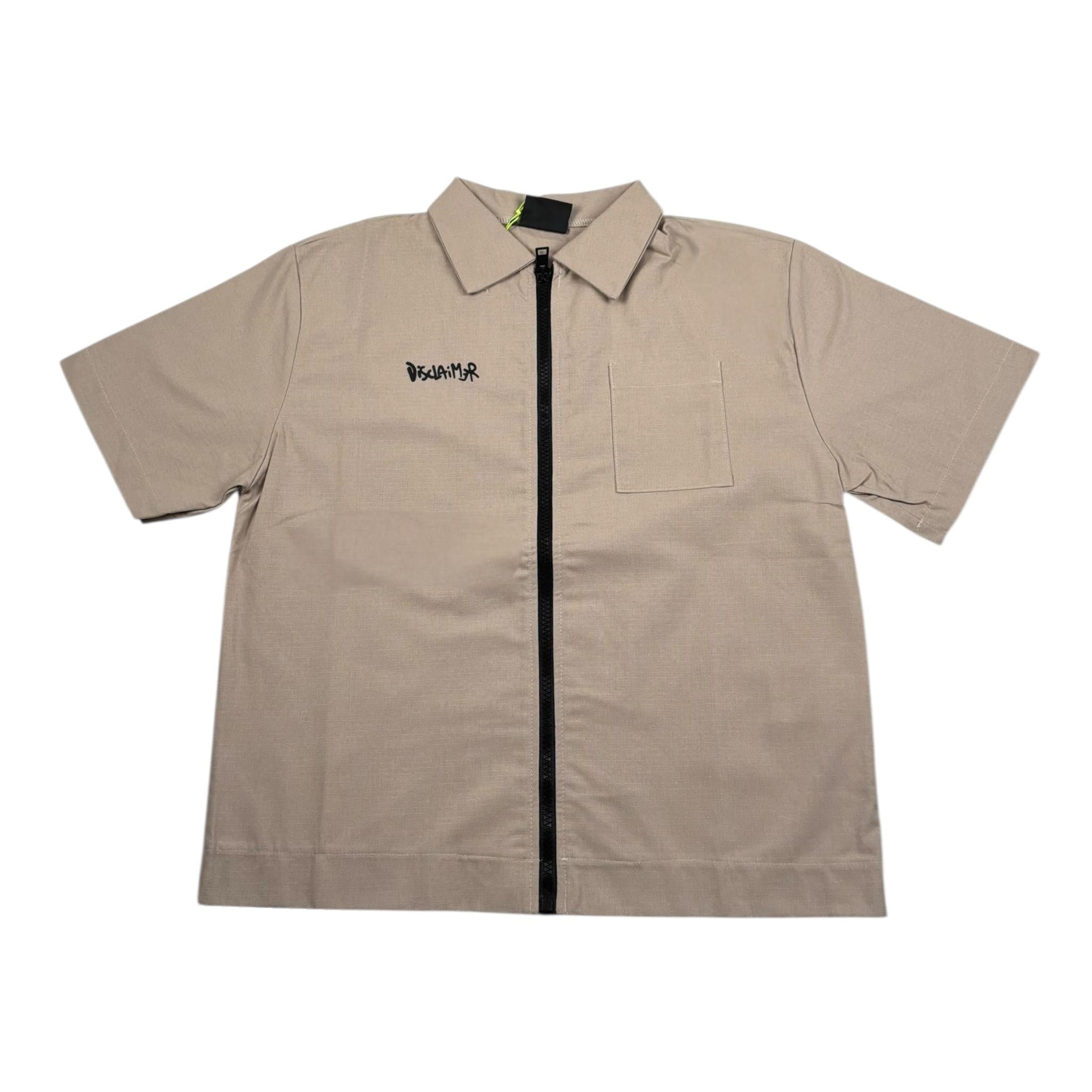 Disclaimer Camicia Mezza Manica Tinta Unita con Zip per Bambino 25EDK58456 BEIGE DISCLAIMER 