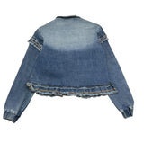 Alice Pi Solid Color Denim Jacket With Blue Buttons For Girls