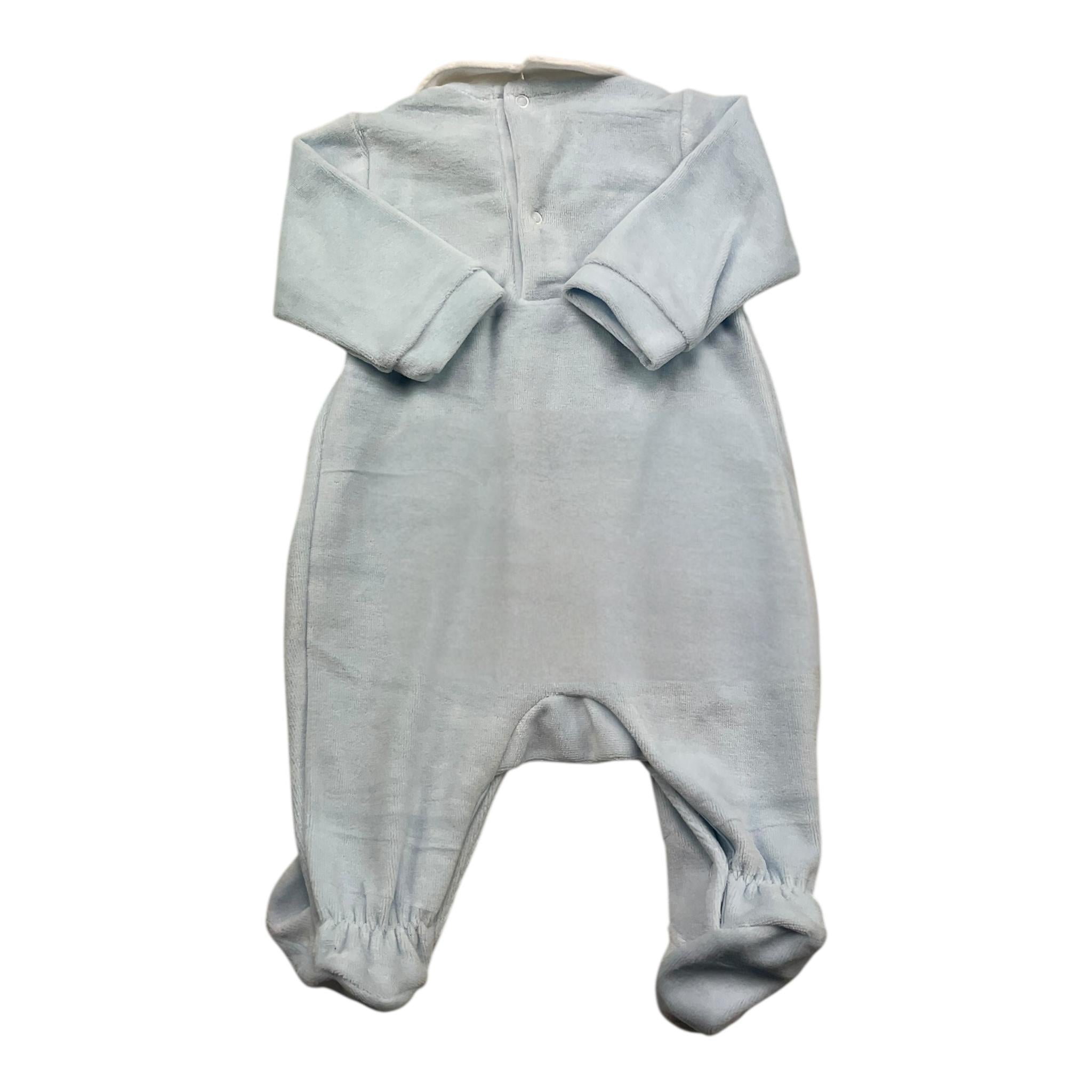 BABY VIP tutina manica lunga tinta unita in ciniglia Azzurro per Neonato T2472 AZZURRO BABY VIP 
