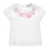 Monnalisa T-Shirt Girocollo Tinta Unita Stampa  per Neonata 39E601X BIANCO MONNALISA 