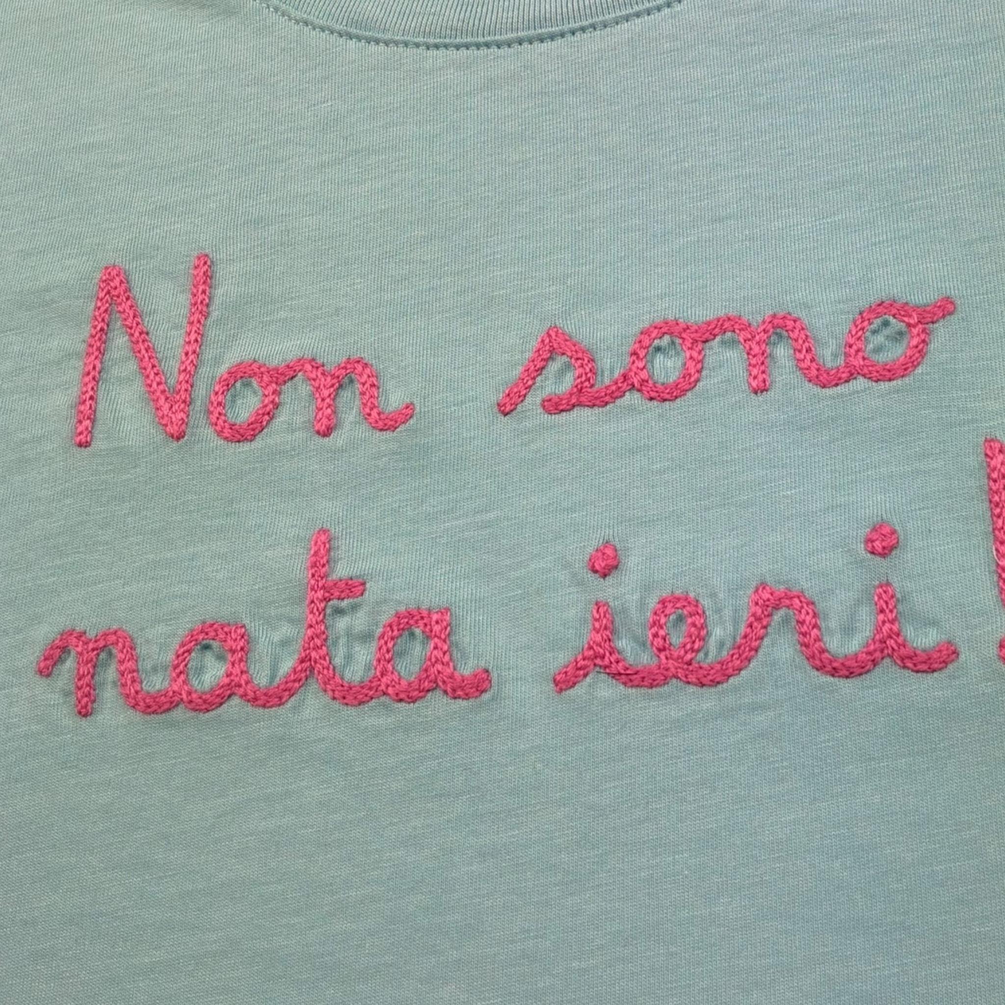 Saint Barth T-Shirt Girocollo Tinta Unita con Stampa per Neonata ELLY001111N AZZURRO SAINT BARTH 