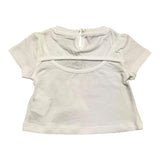 M+E' Solid Color Crew Neck T-Shirt with Contrast Print White for Baby Girls