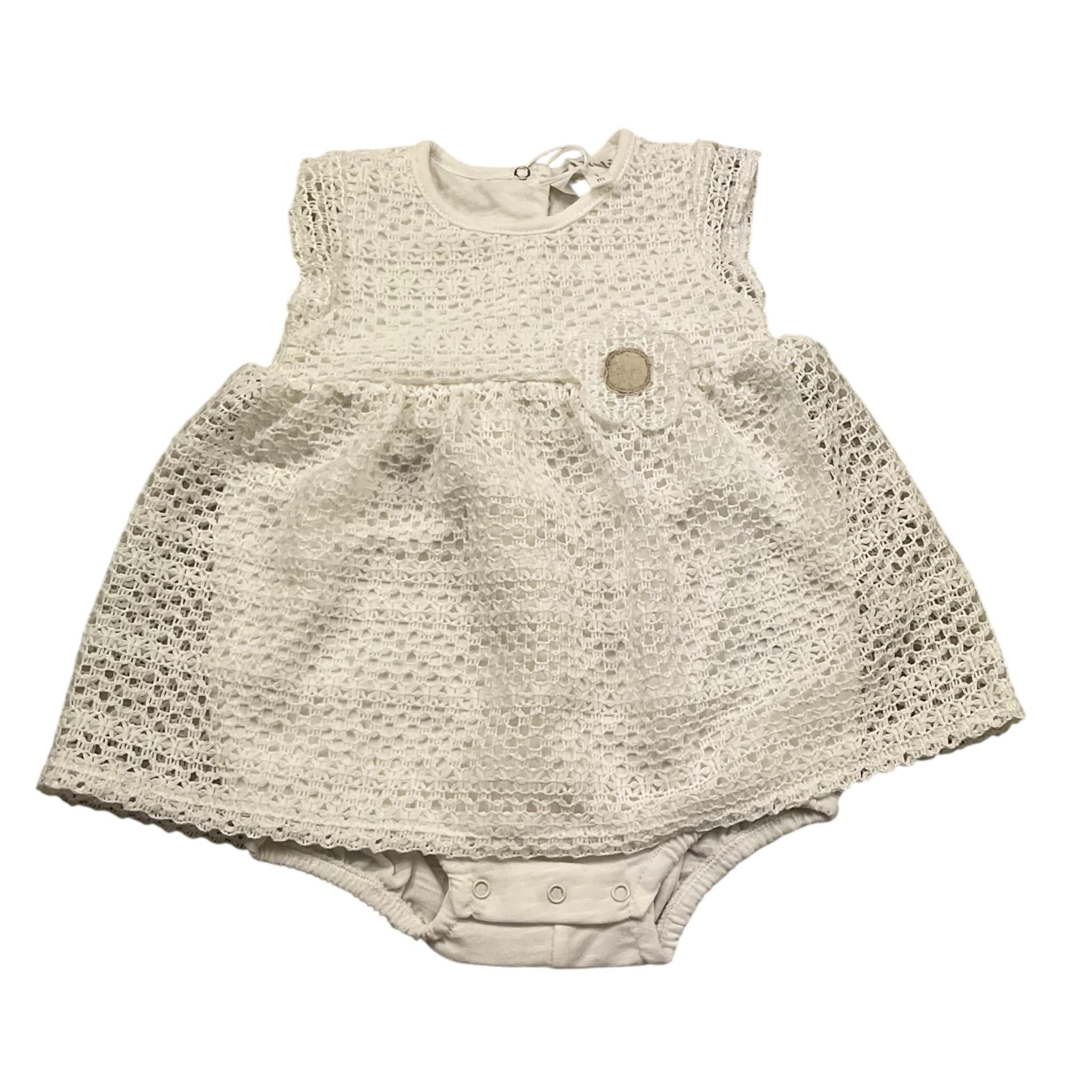 Lalalu' Pagliaccetto Giromanica Tinta Unita con Trafori per Neonata PLGC BIANCO LALALU' 