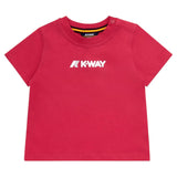K-Way Solid Color Crew Neck T-Shirt With Strawberry Logo For Baby Girls