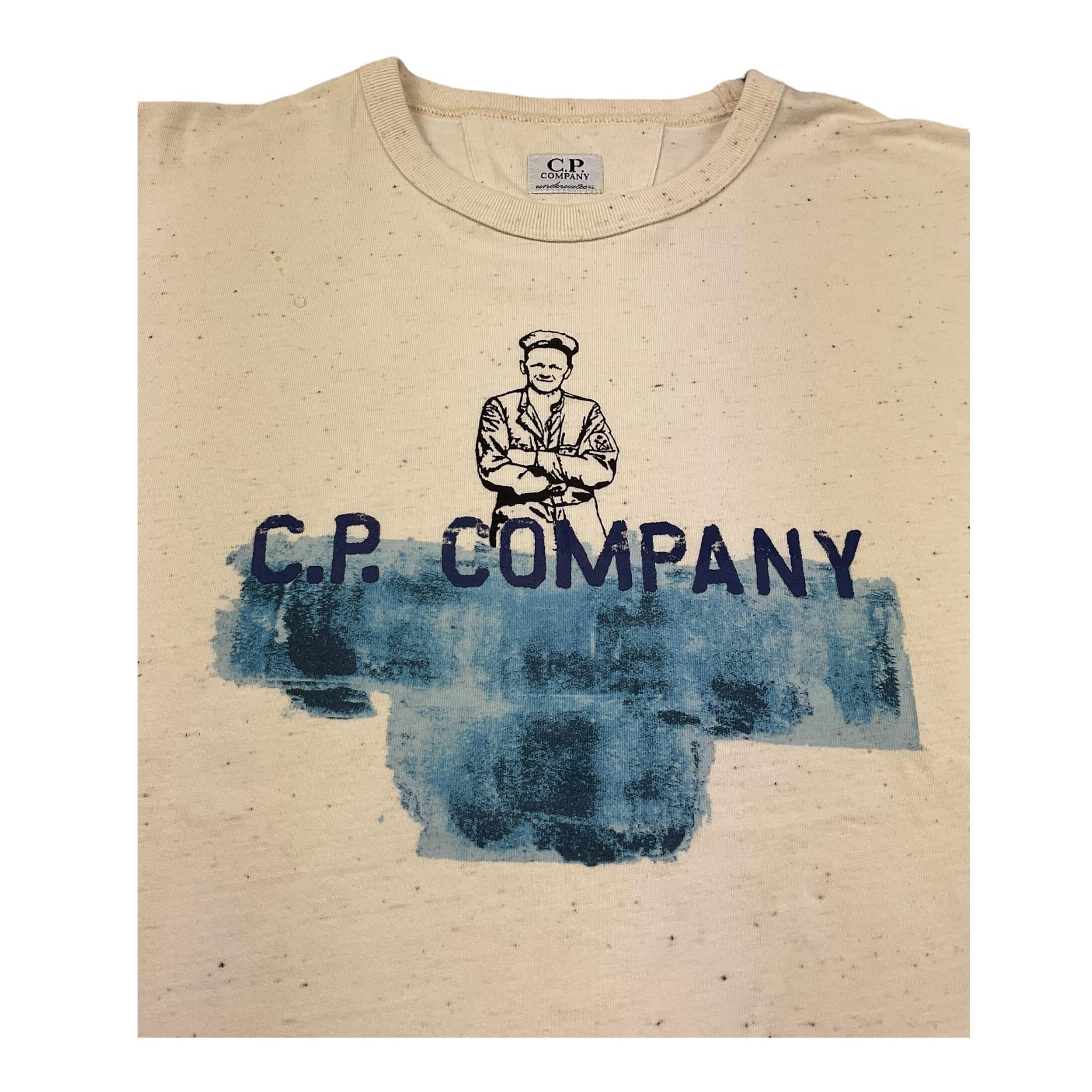 C.P. Company T-Shirt Girocollo Tinta Unita con Stampa per Bambino CUM00H AVORIO C.P. COMPANY 